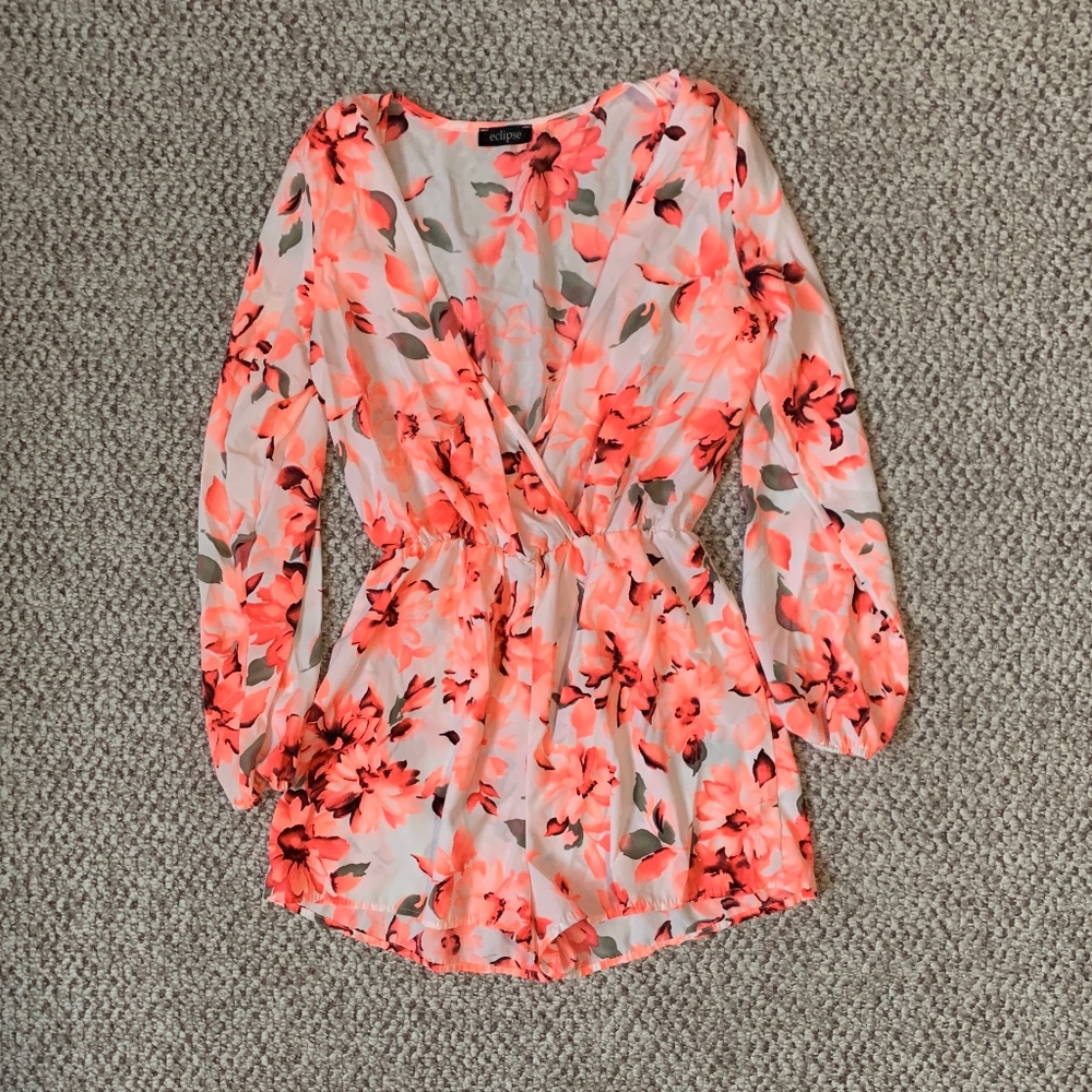 Eclipse Bright Pink Floral Romper M